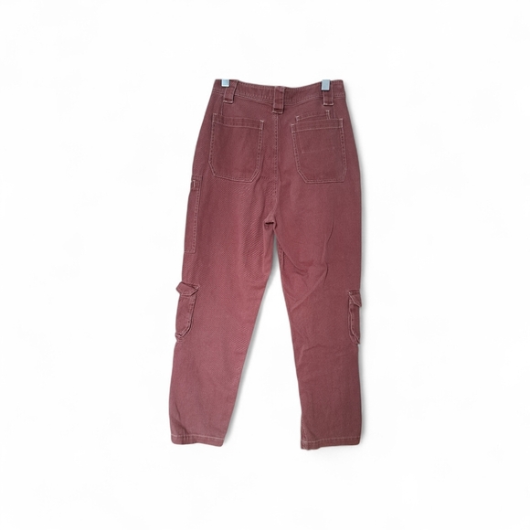 Twik Organic Cotton Cargo Pants | Burgundy | High Waist | Petite Small - Picture 2 of 10